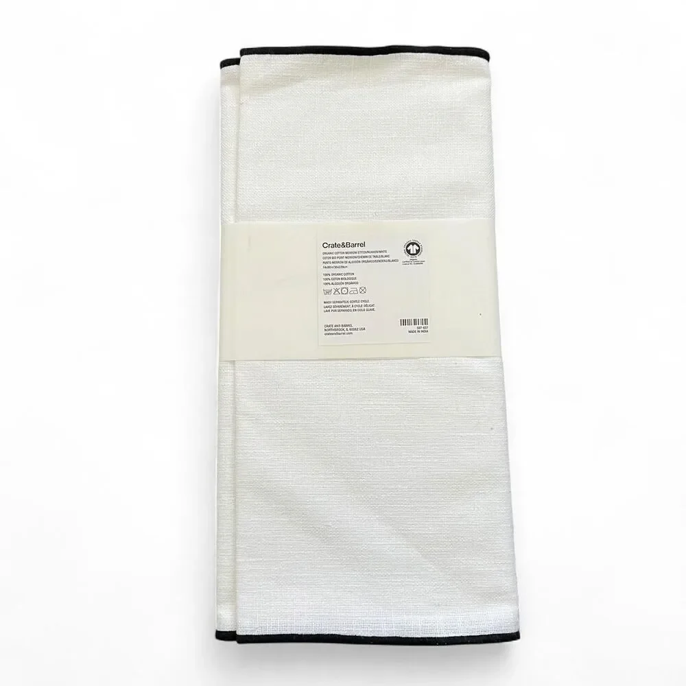 Crate and Barrel White and Cream Soft 100% organic cotton white table runer